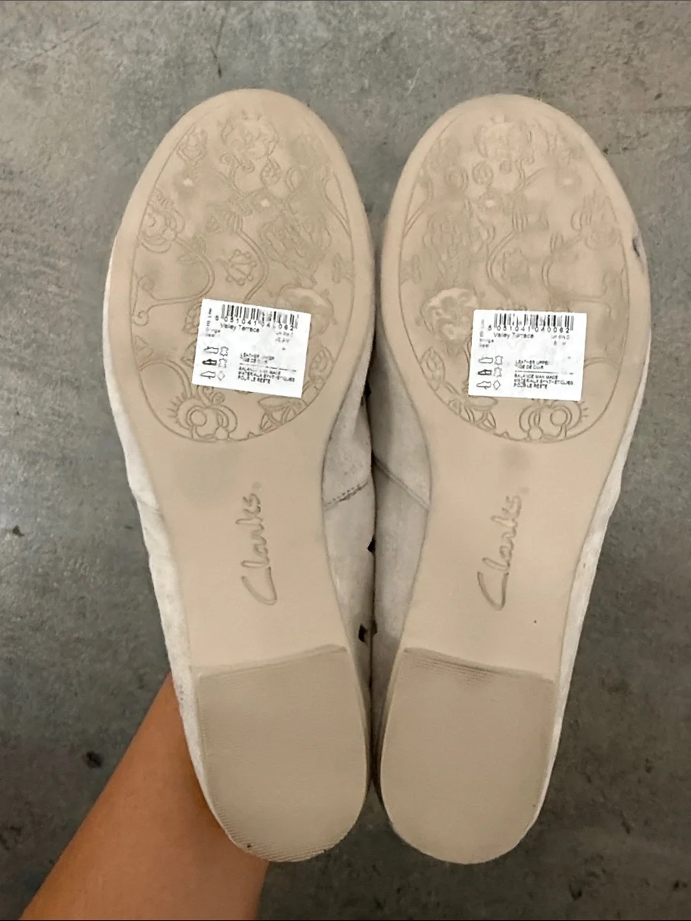 Clarks Women's Light Beige Perforated Slip-On Flats